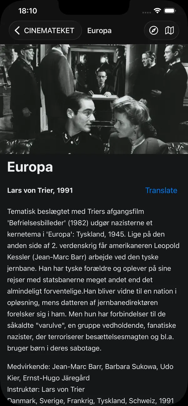 Cinemateket app — screening detail